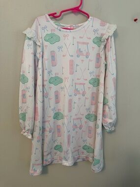 Cecil and Lou Girls' Pastel Golf Print Long Sleeve Dress